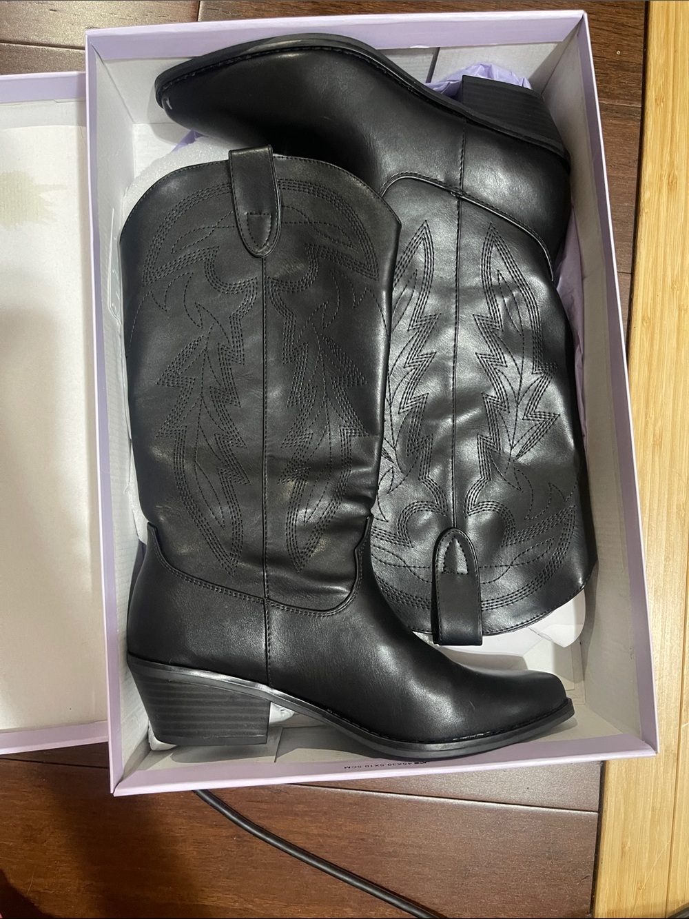 Madden Girl Black Western-Style Mid-Calf Heeled Boots